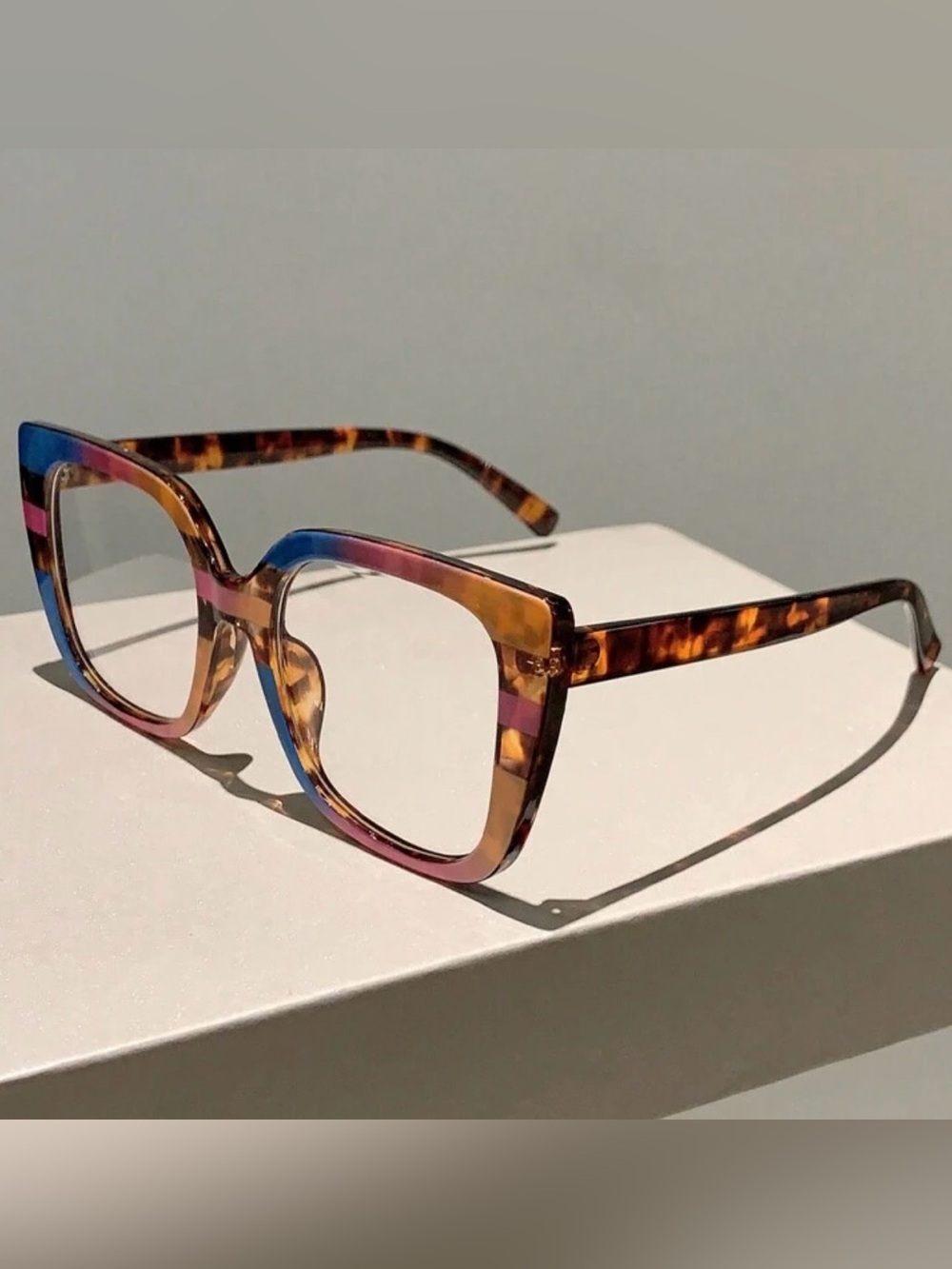 Multicolor block  Tortoiseshell Square Fashion Eyeglass Frames